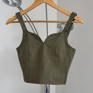 Abercrombie & Fitch Olive Green Structured Sweetheart Crop Tank